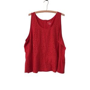 Lane Bryant Women’s 22/24 Red Sleeveless Shirt Plus 25” PTP 25” Length